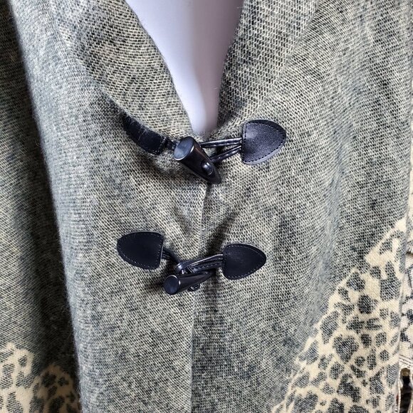 Leopard Trim Boho Cape | One Size - Picture 2 of 5